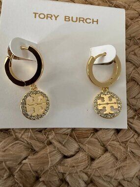 Tory Burch Gold Hoop Earrings with Pendant